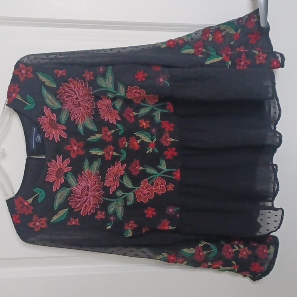 American Eagle Outfitters Embroidered Peplum Top ** Sz M - Picture 4 of 9